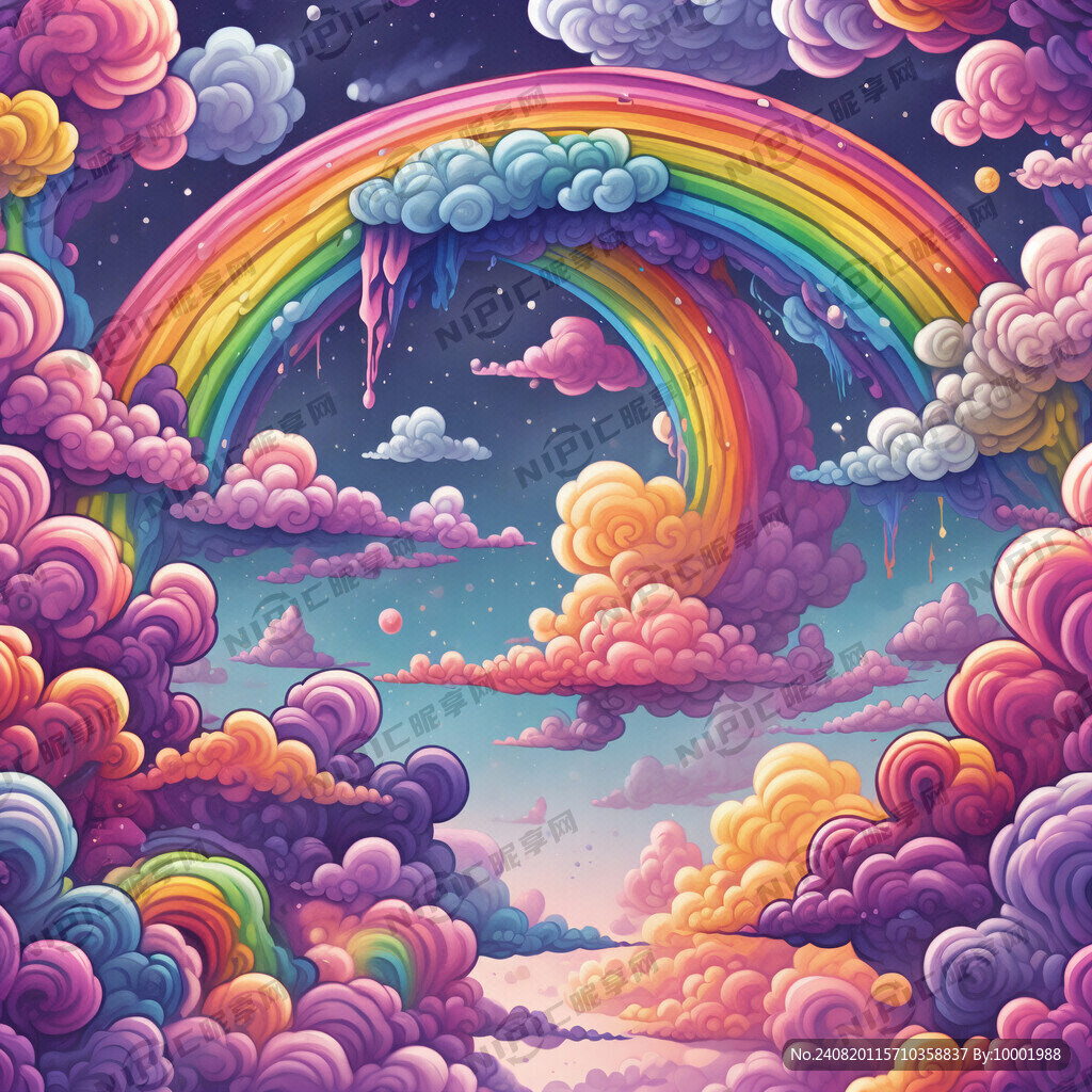 紫色 粉色的卡通的彩色云彩