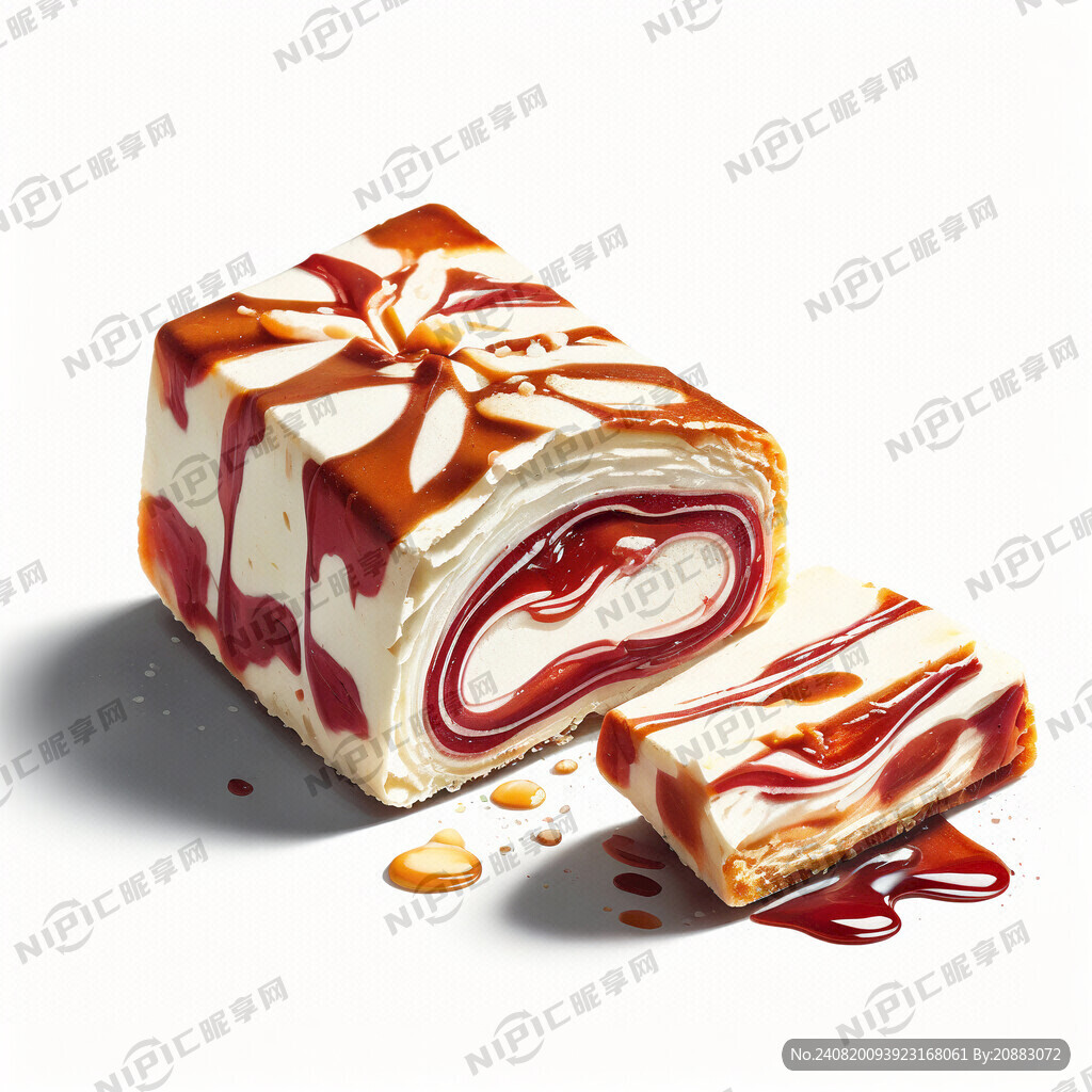 一块牛轧糖   白色背景