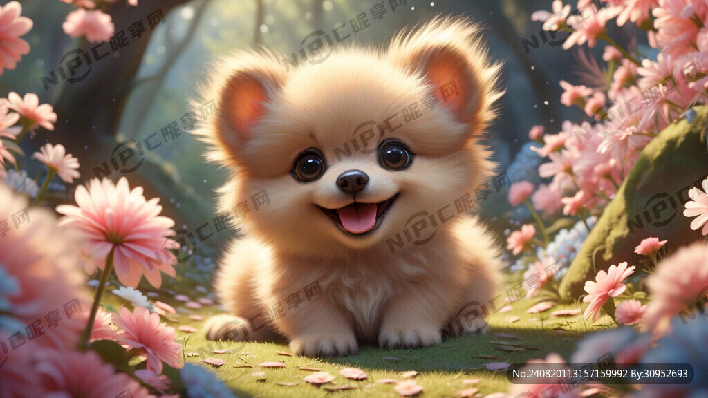 在一个梦幻的场景里 一个可爱的
