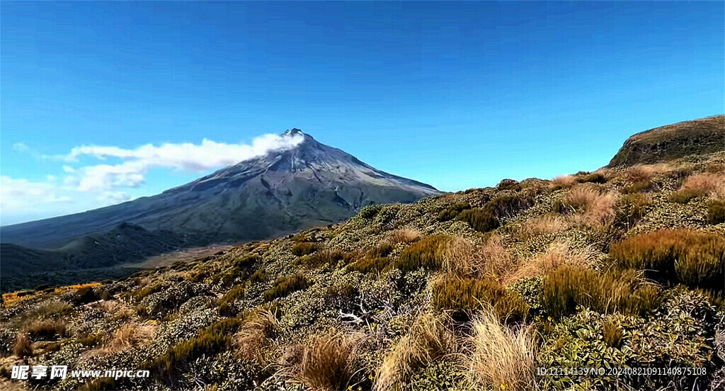 远眺新西兰塔拉纳基山风景