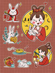 国潮风中秋节插画