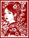 剪纸美女
