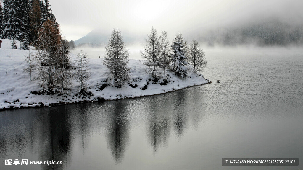 冬季湖泊雪景