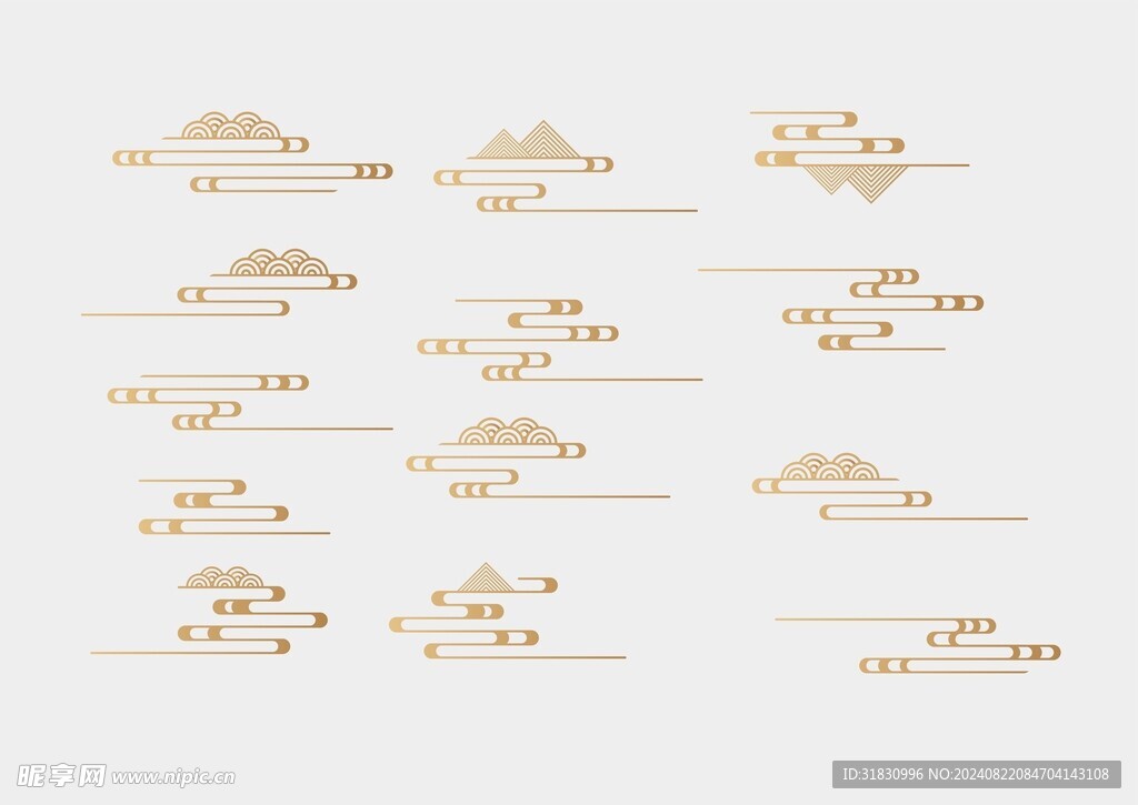 中国风中式国潮云纹元素新年素材
