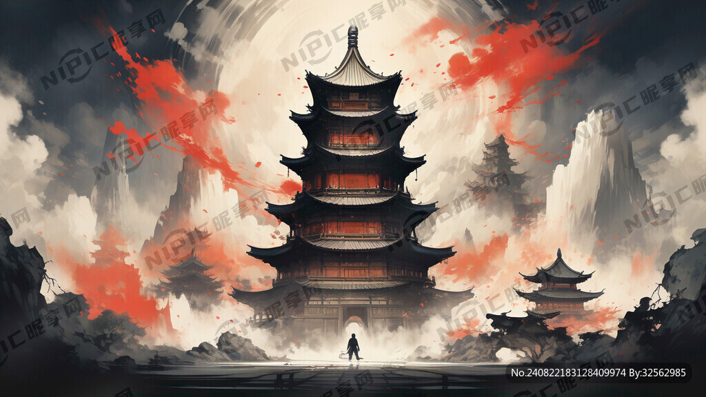 绳金塔 泼墨山水 效果