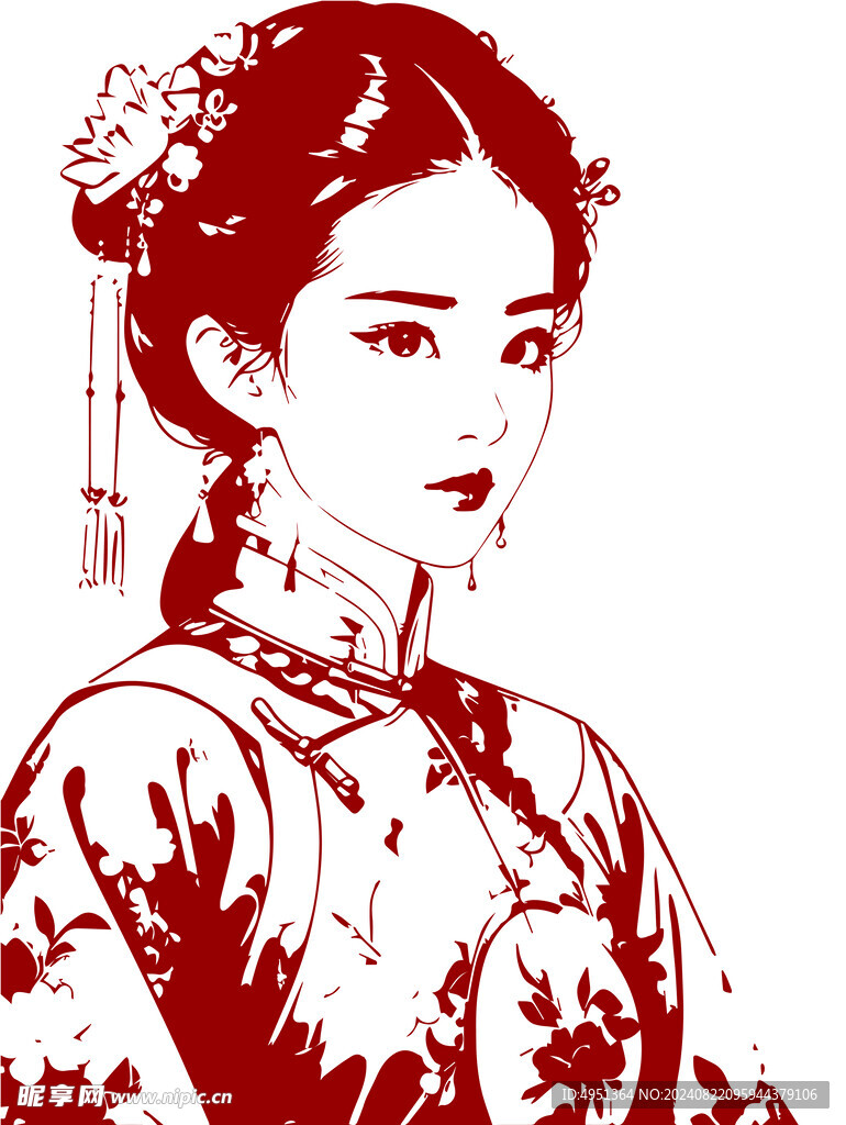 剪纸美女