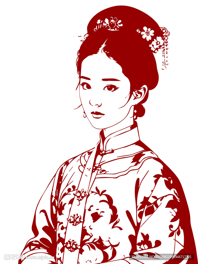 剪纸美女