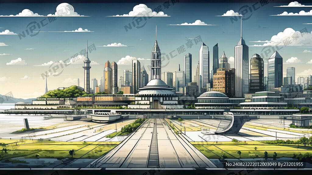 城市线条插画