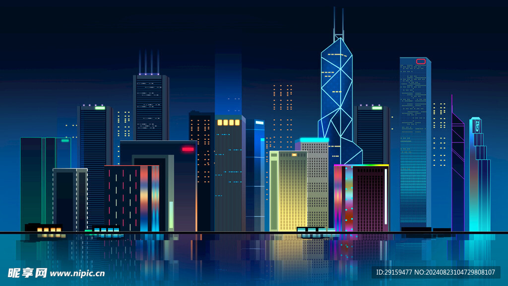 建筑渐变插画 