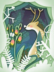          麋鹿立体画 