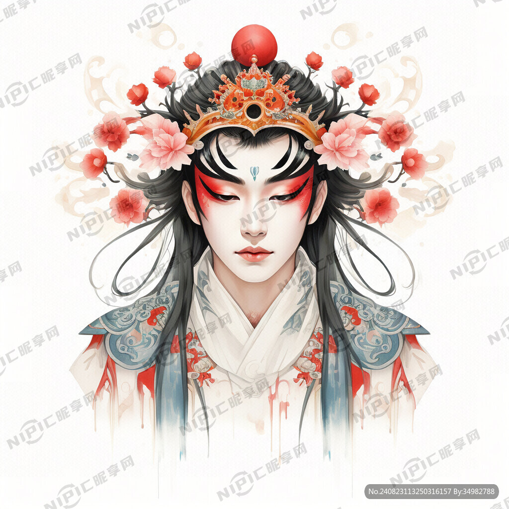 帅盔 京剧 花脸 正面 英俊