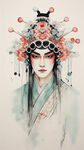 侯帽，京剧，花脸，正面，英俊