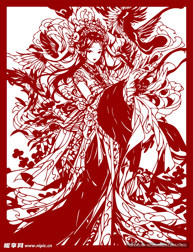 剪纸美女