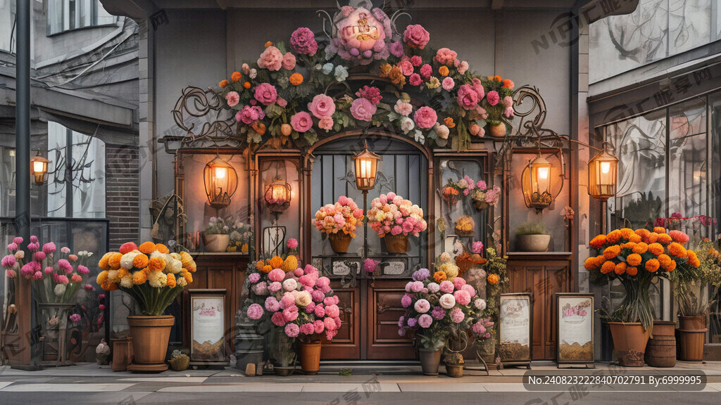 鲜花店面门头招牌设计