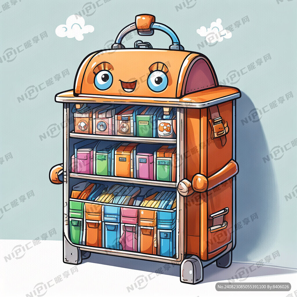 卡通小学生书包柜