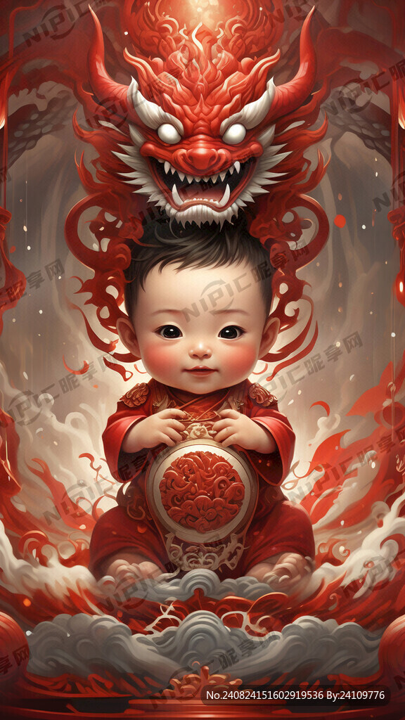 展架画面  红色  龙宝宝 