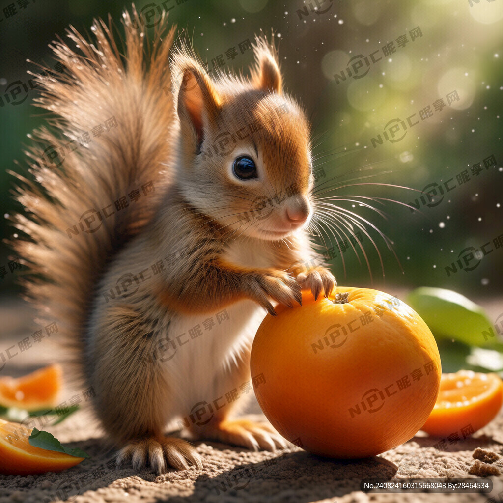 小松鼠抱着橙子