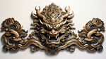 兽纹，对称，金属质地，中华，传统，古典，白边