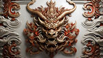 兽纹，对称，金属质地，中华，传统，古典，白边