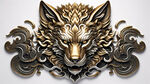 狼纹，对称，金属质地，中华，传统，白边