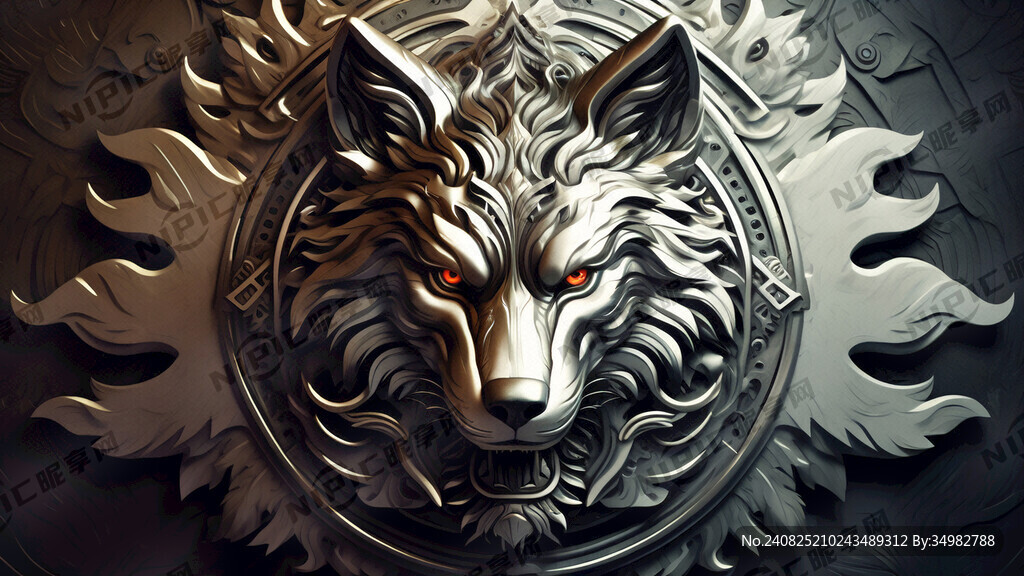 狼纹 对称 金属质地 中华
