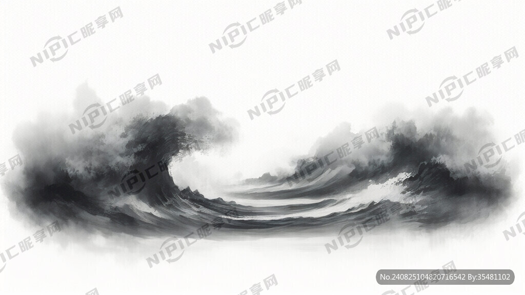 水墨海浪