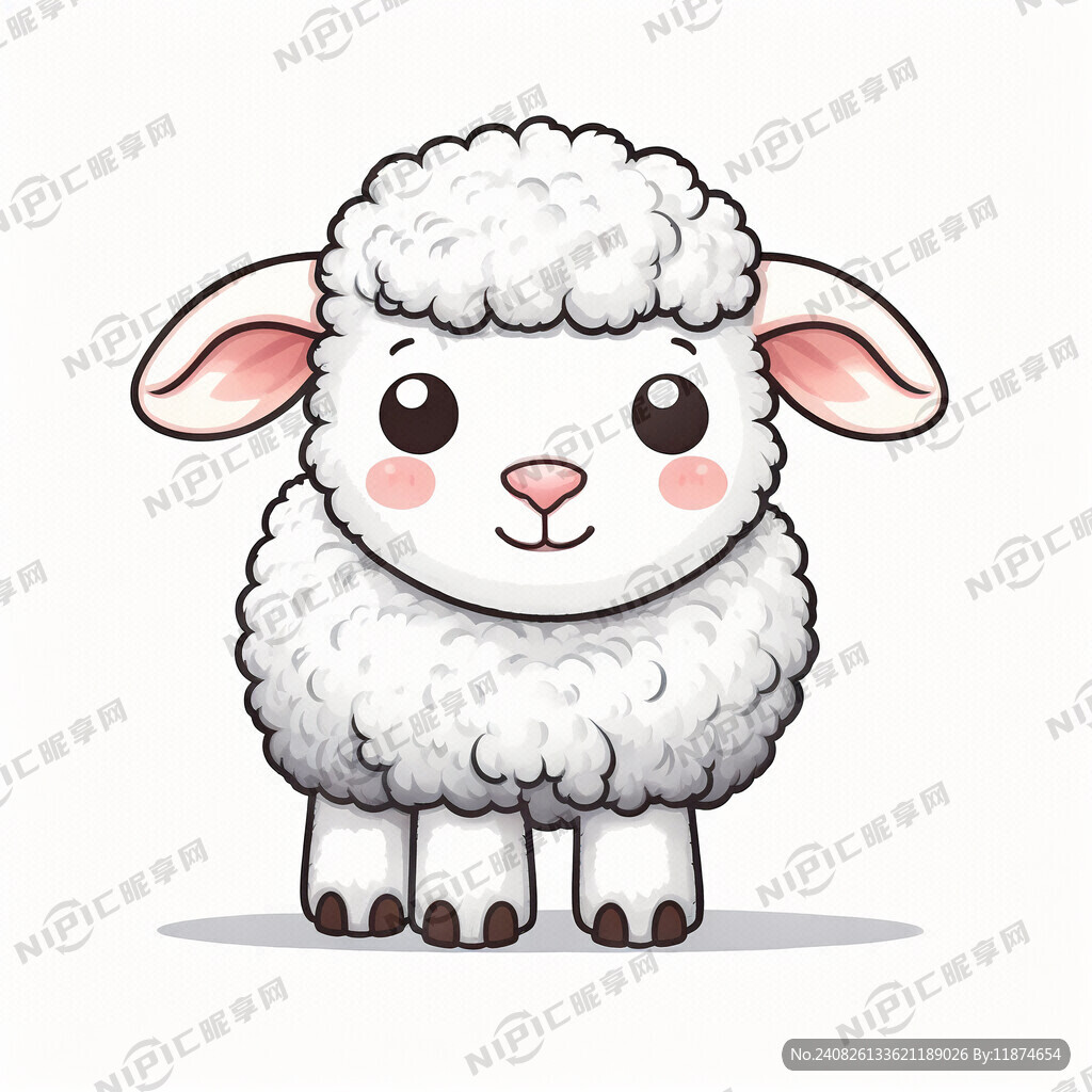 可爱卡通羊 白色背景