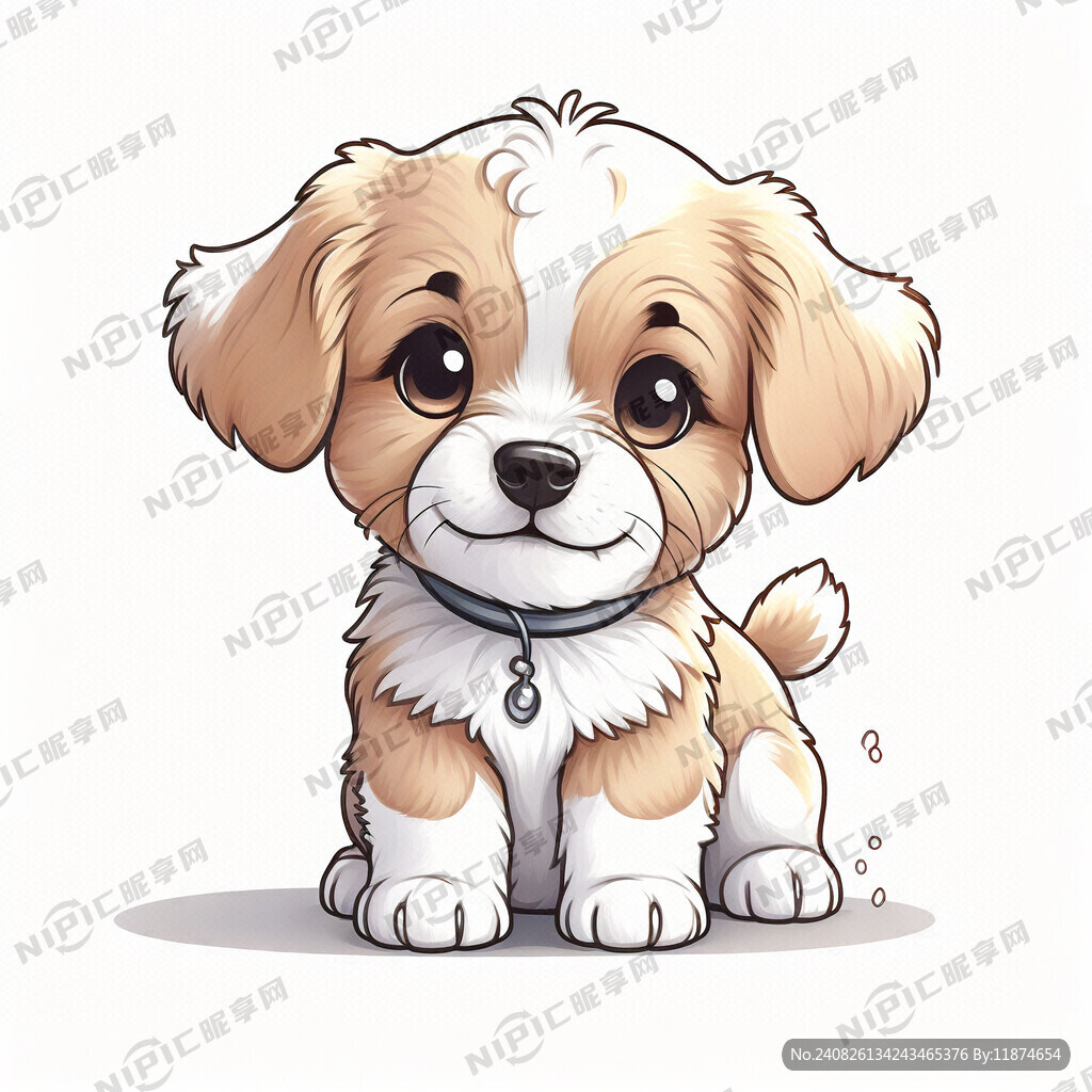 可爱卡通小狗 白色背景