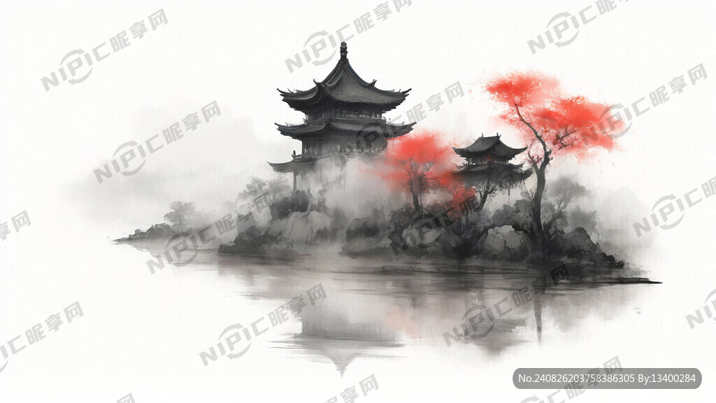 水墨苏州园林花园