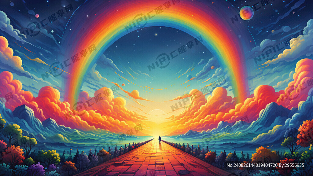生成一个彩虹的插画