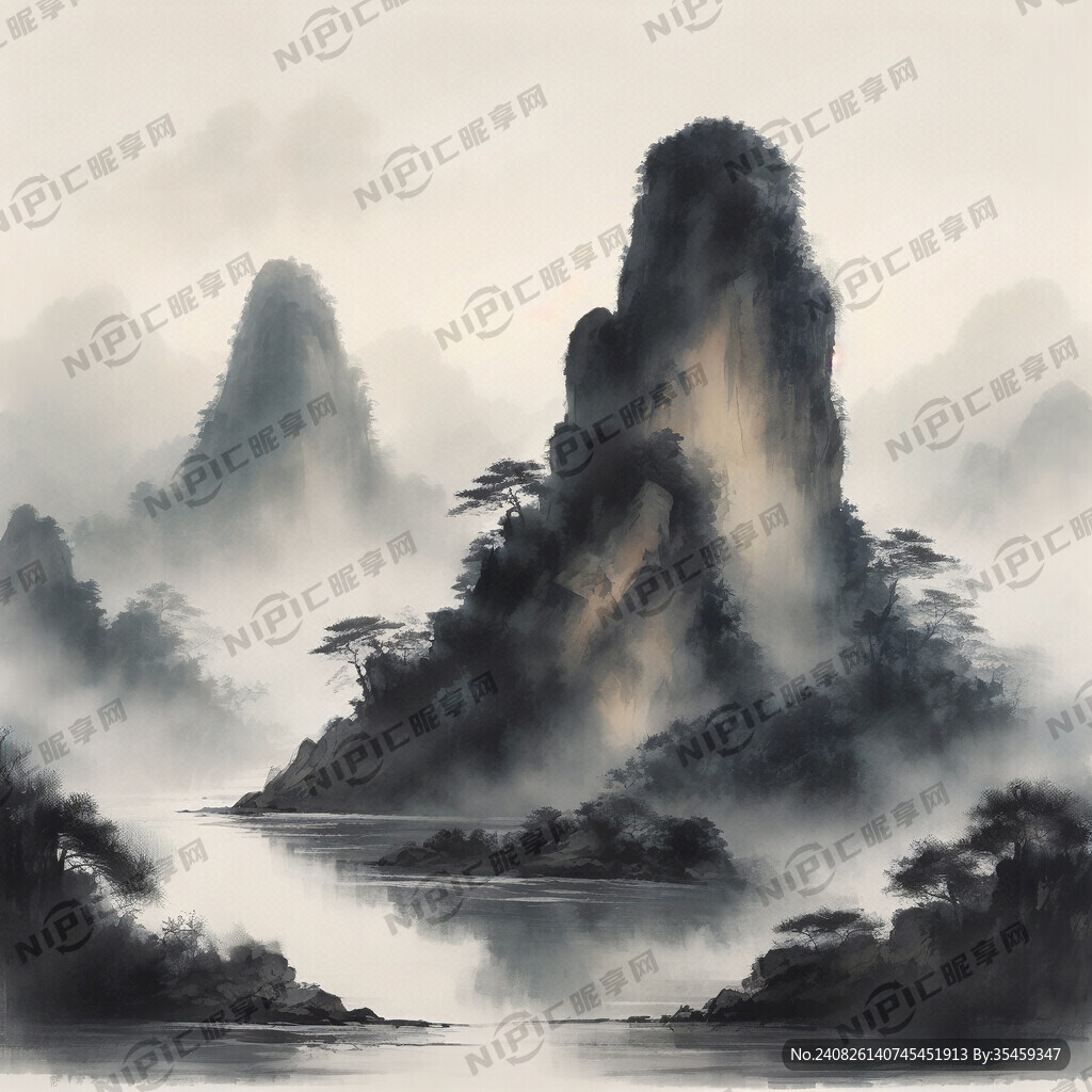武夷山水墨画