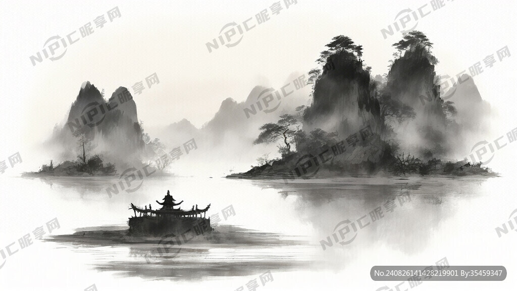 陈皮元素水墨画
