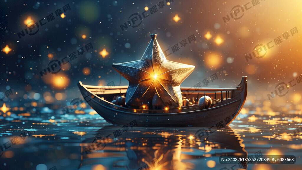 舟满河星  致远致精 清新背景