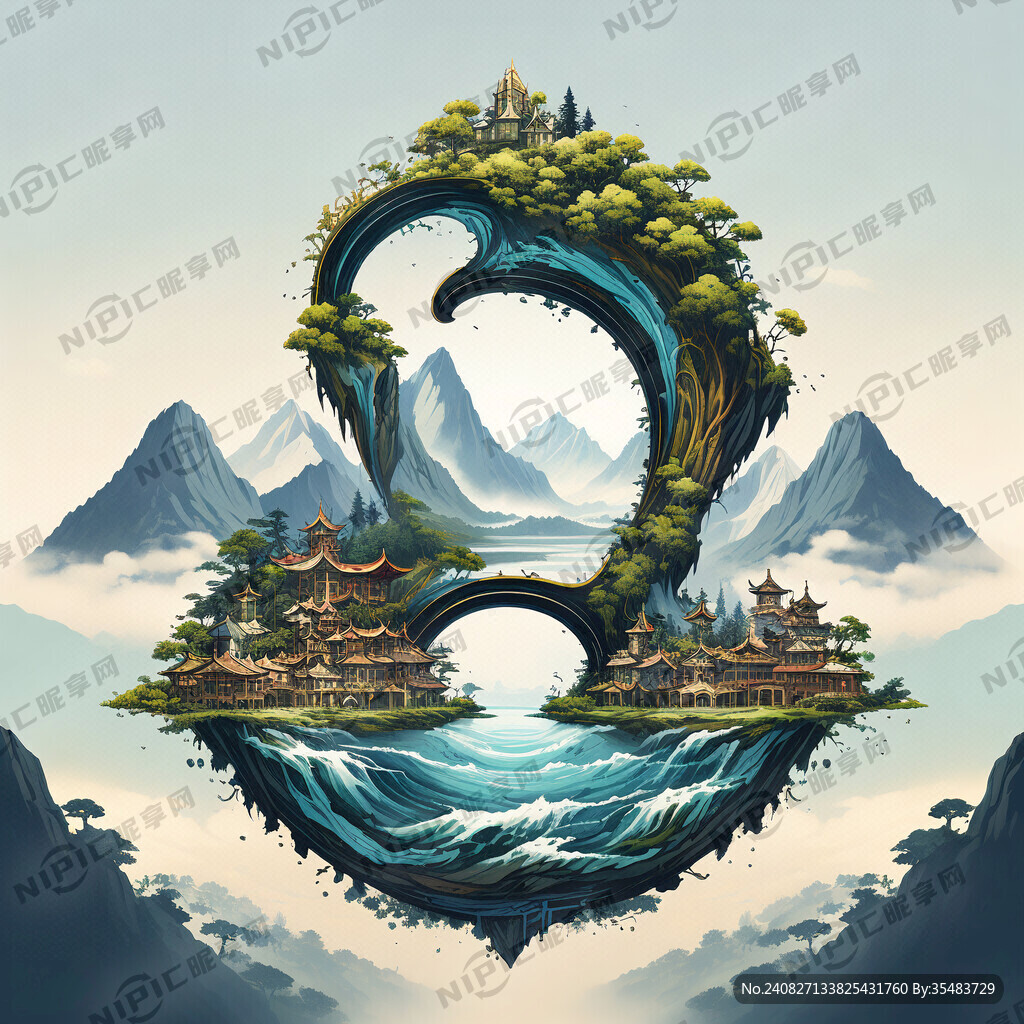 在三的字体构型基础上 融入山