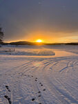 冬季白色雪地唯美夕阳