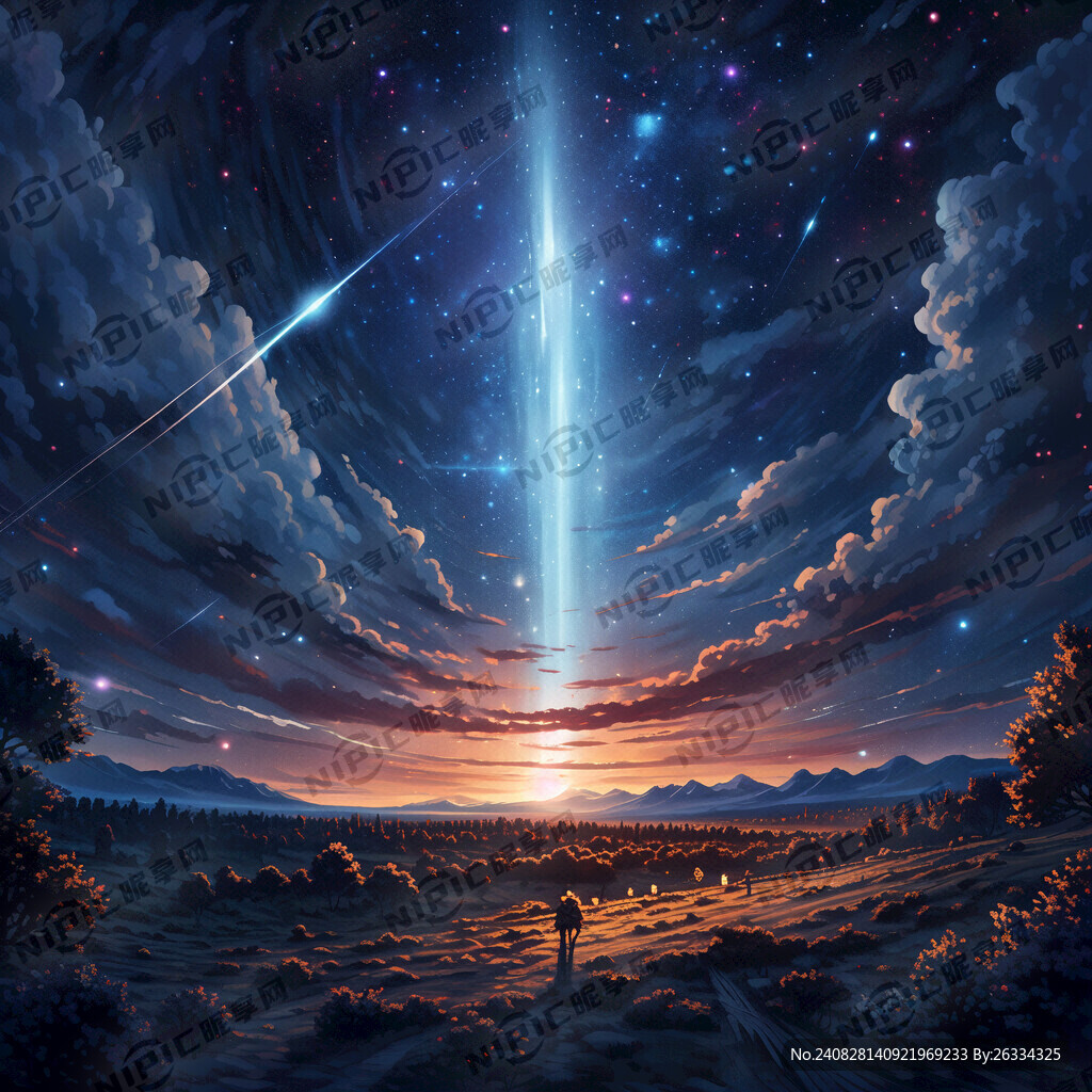 夜空流星雨 满天星空 彗星尾
