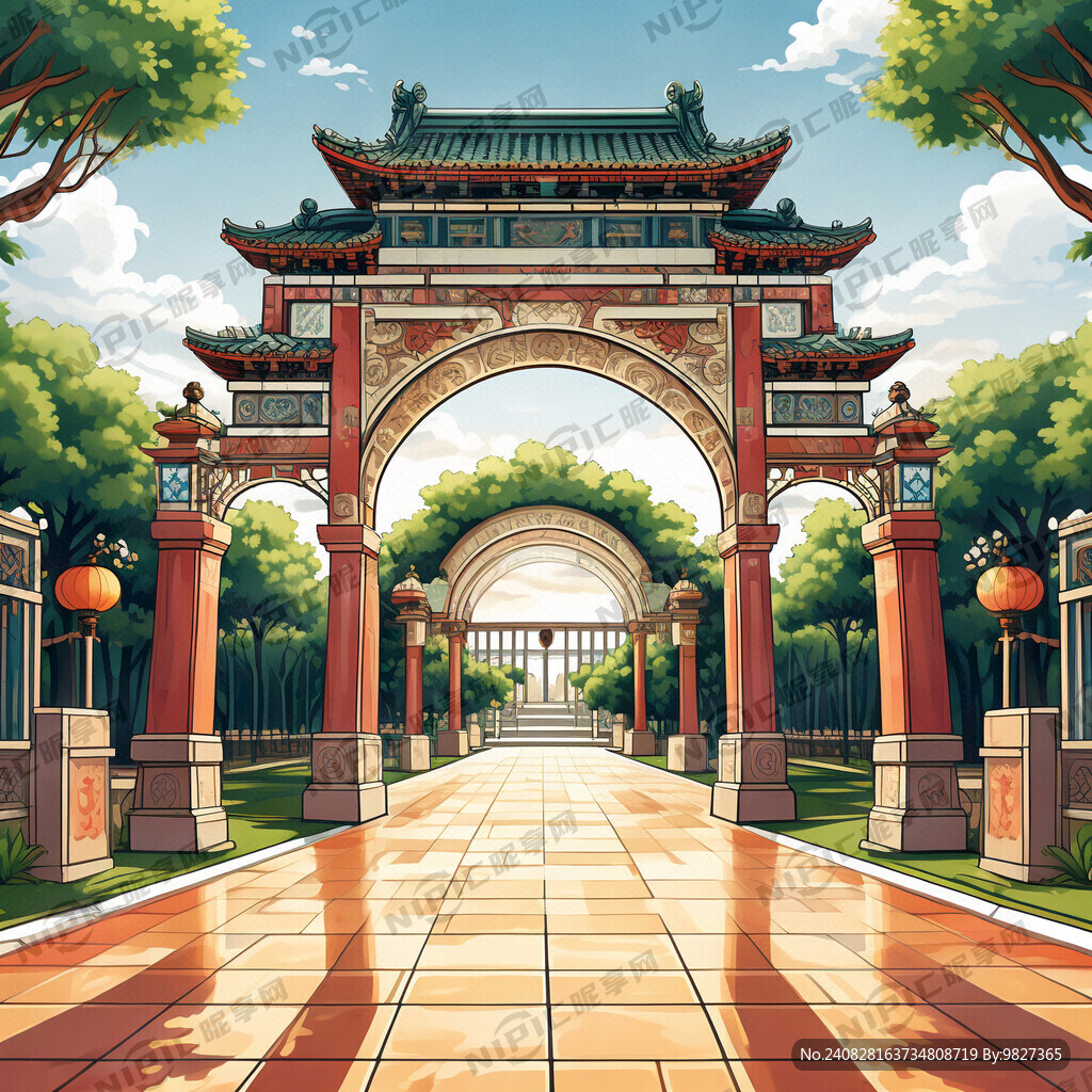 一年级入学拱门动漫背景