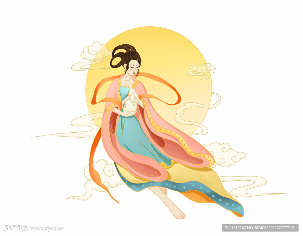 手绘卡通嫦娥