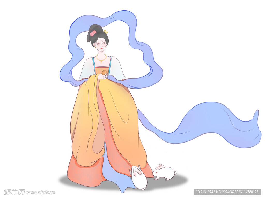 手绘卡通嫦娥