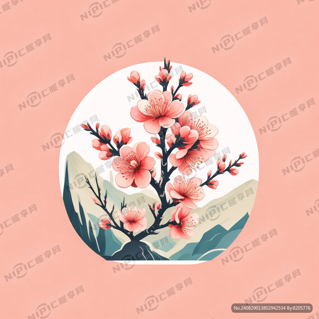 一朵桃花平面标志