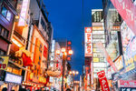 日本大阪城市街景夜景