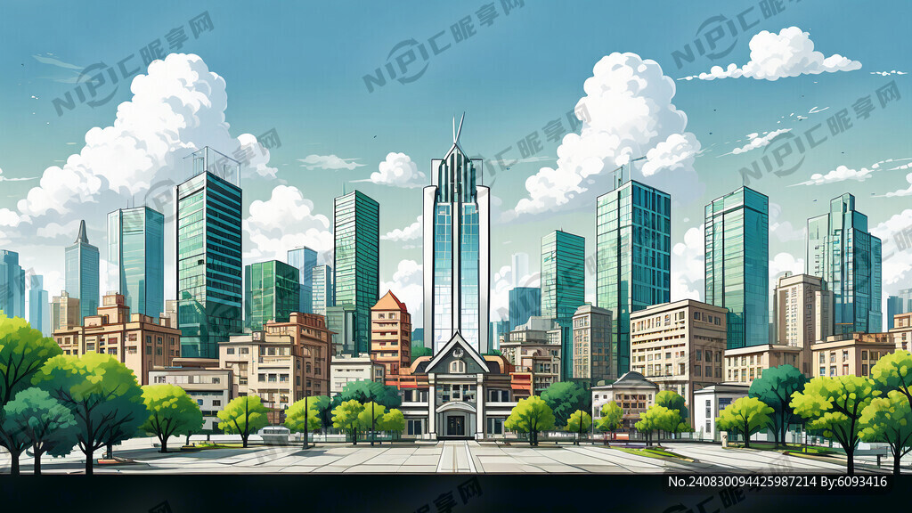 画一副插图 绿色元素为主 树木