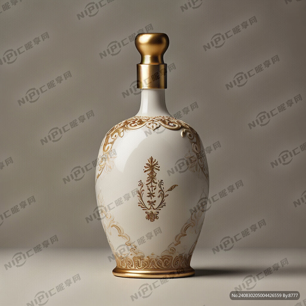 高档白酒瓶 白瓷 金色瓶口