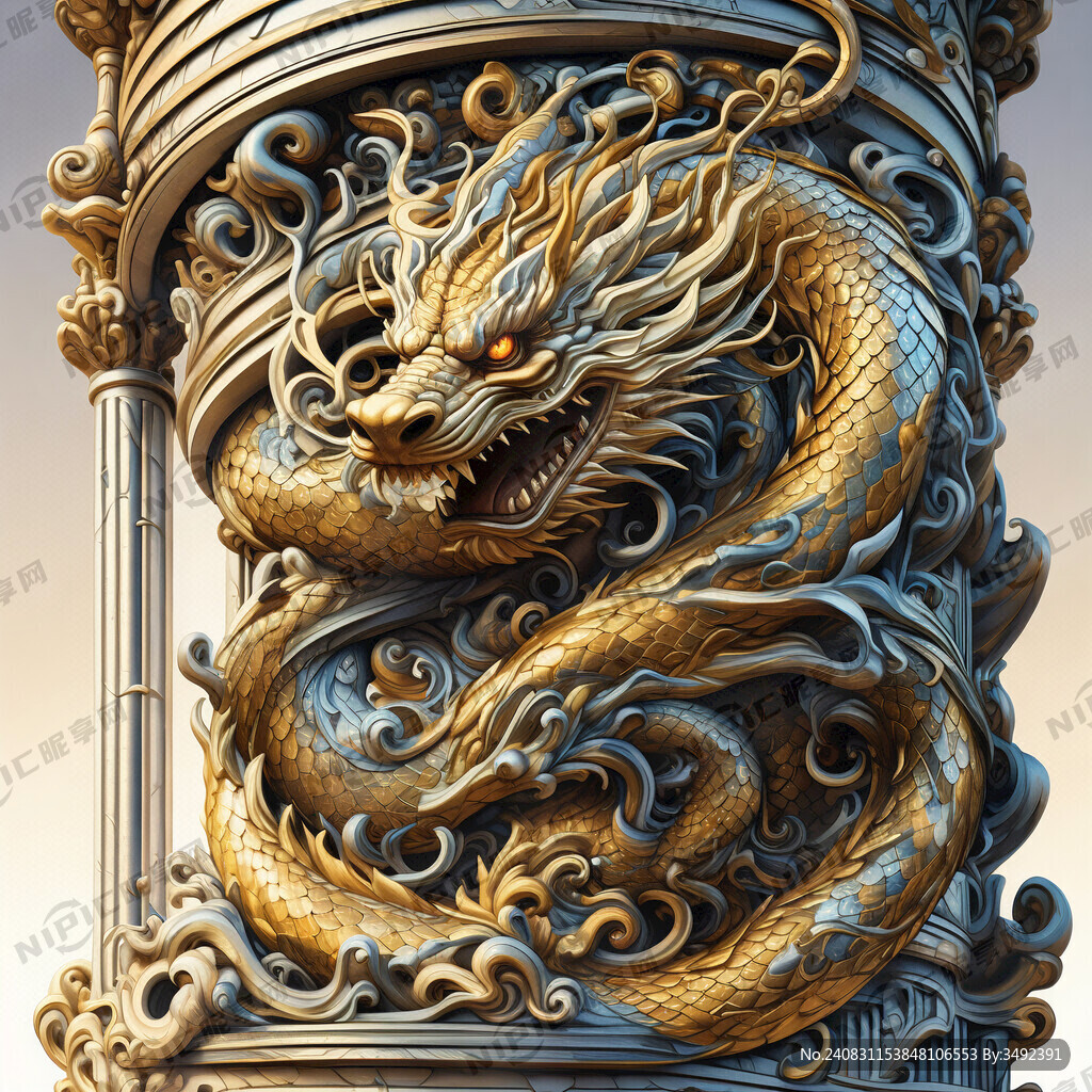 缠绕柱子的金龙