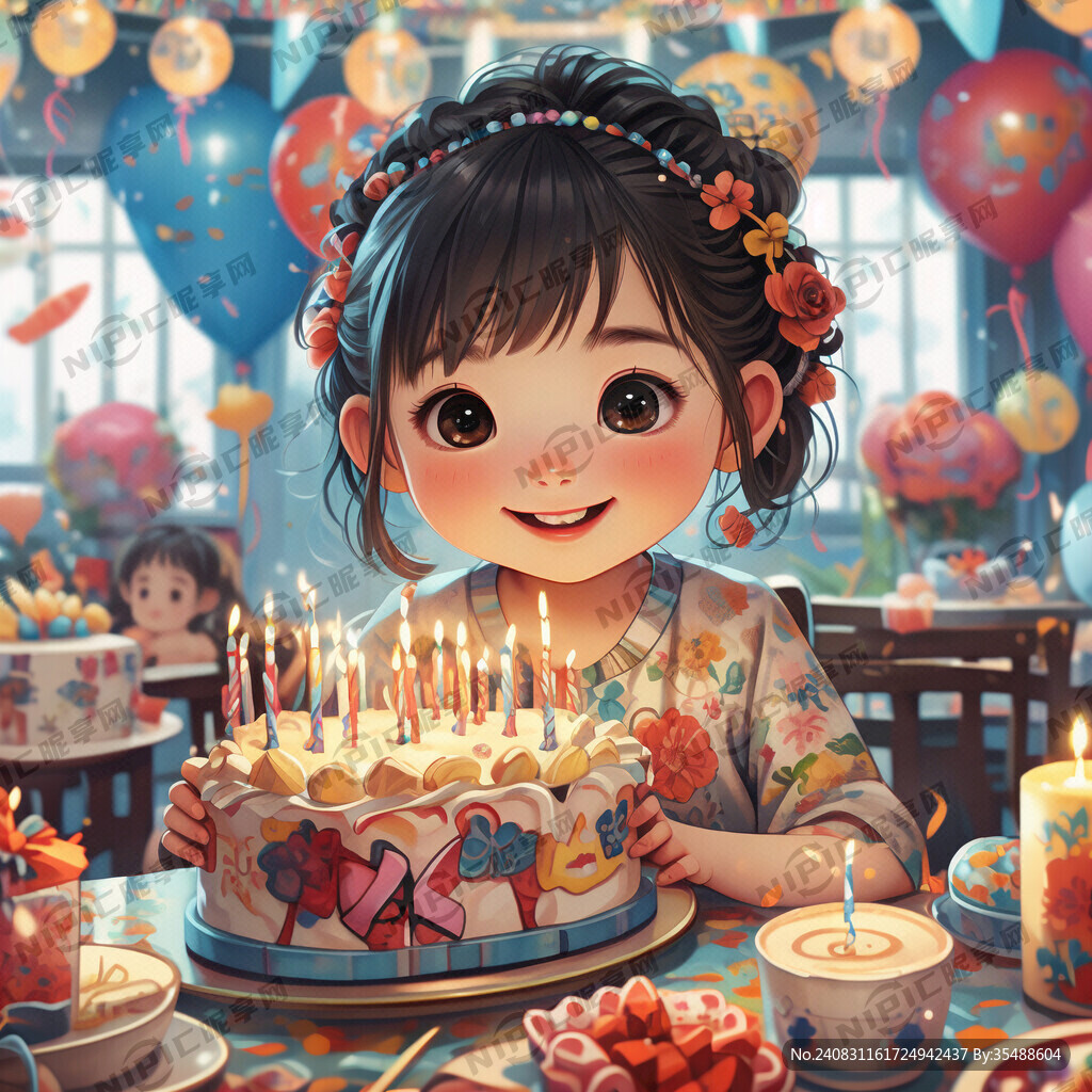 女孩儿 生日派对海报 高清