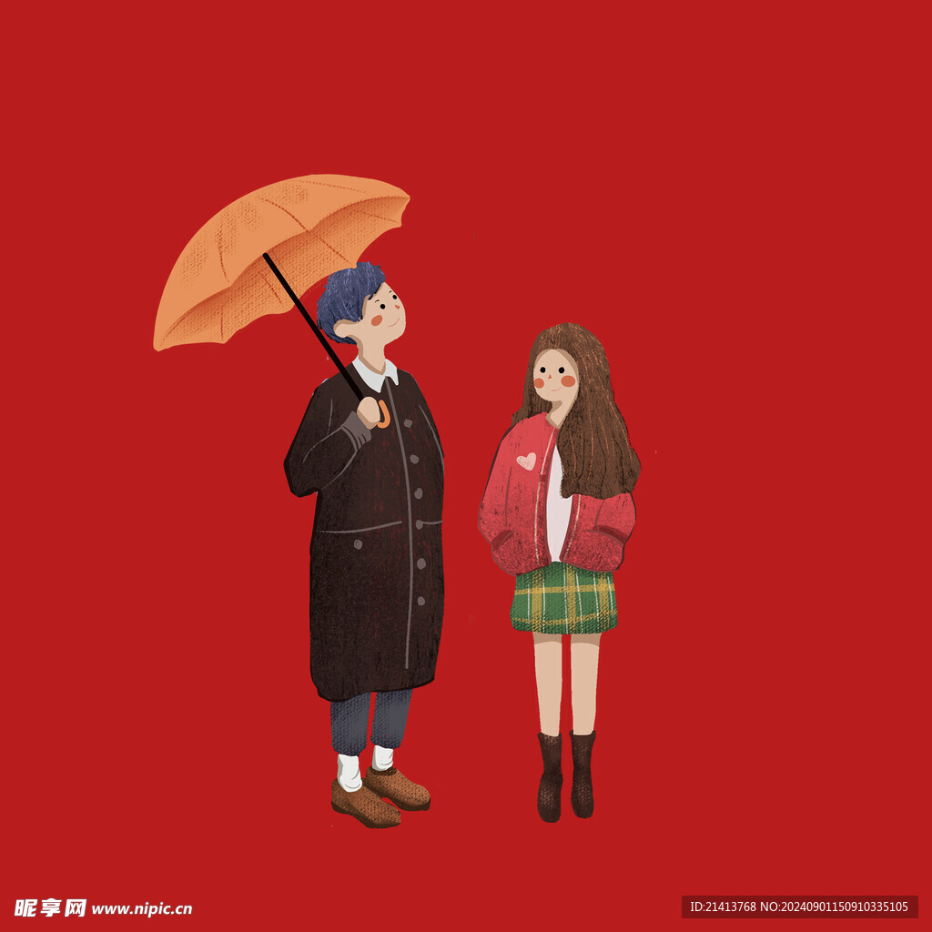手绘情侣恋人
