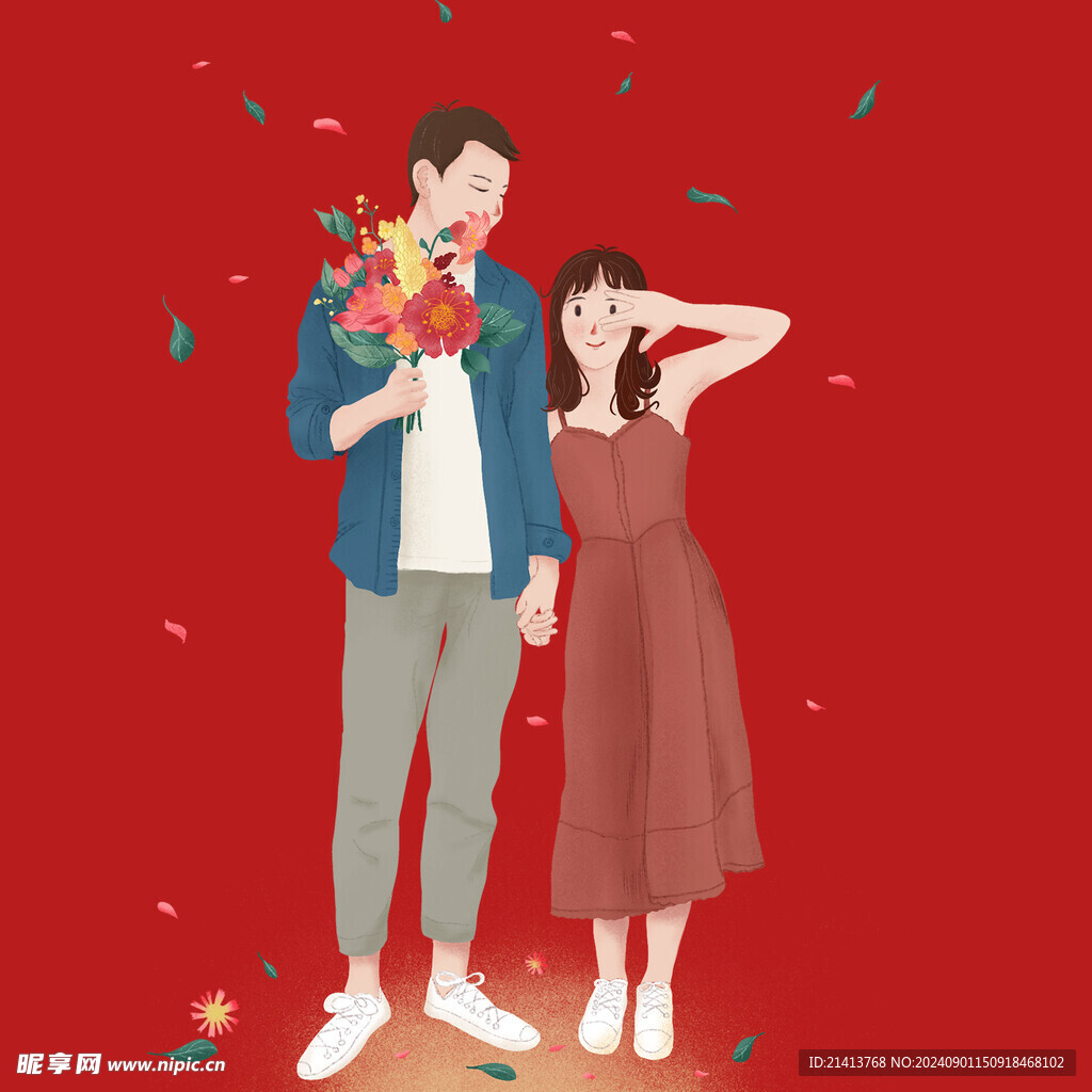 手绘情侣恋人