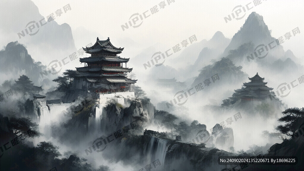 在贵州山区的山顶上 低矮的城楼