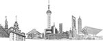 上海城市线稿矢量素材