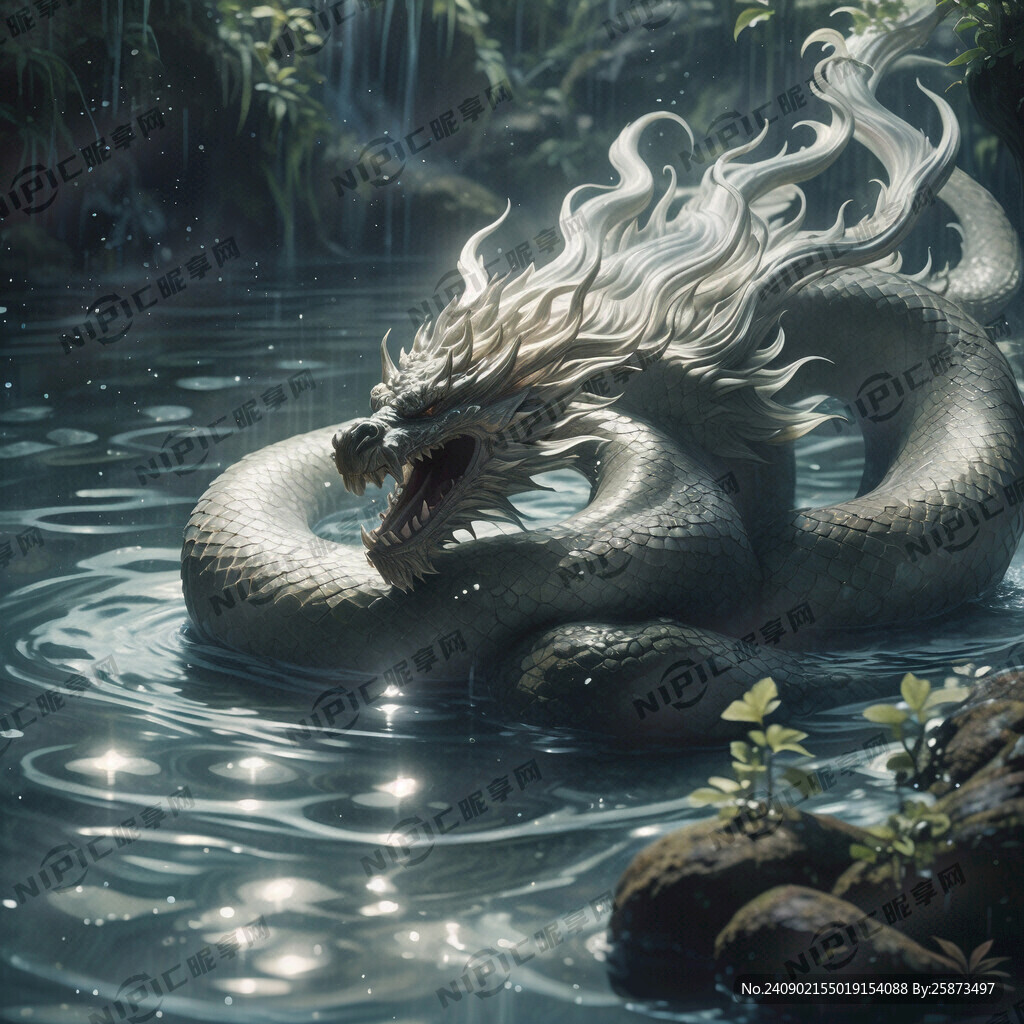 一条龙盘在水池里